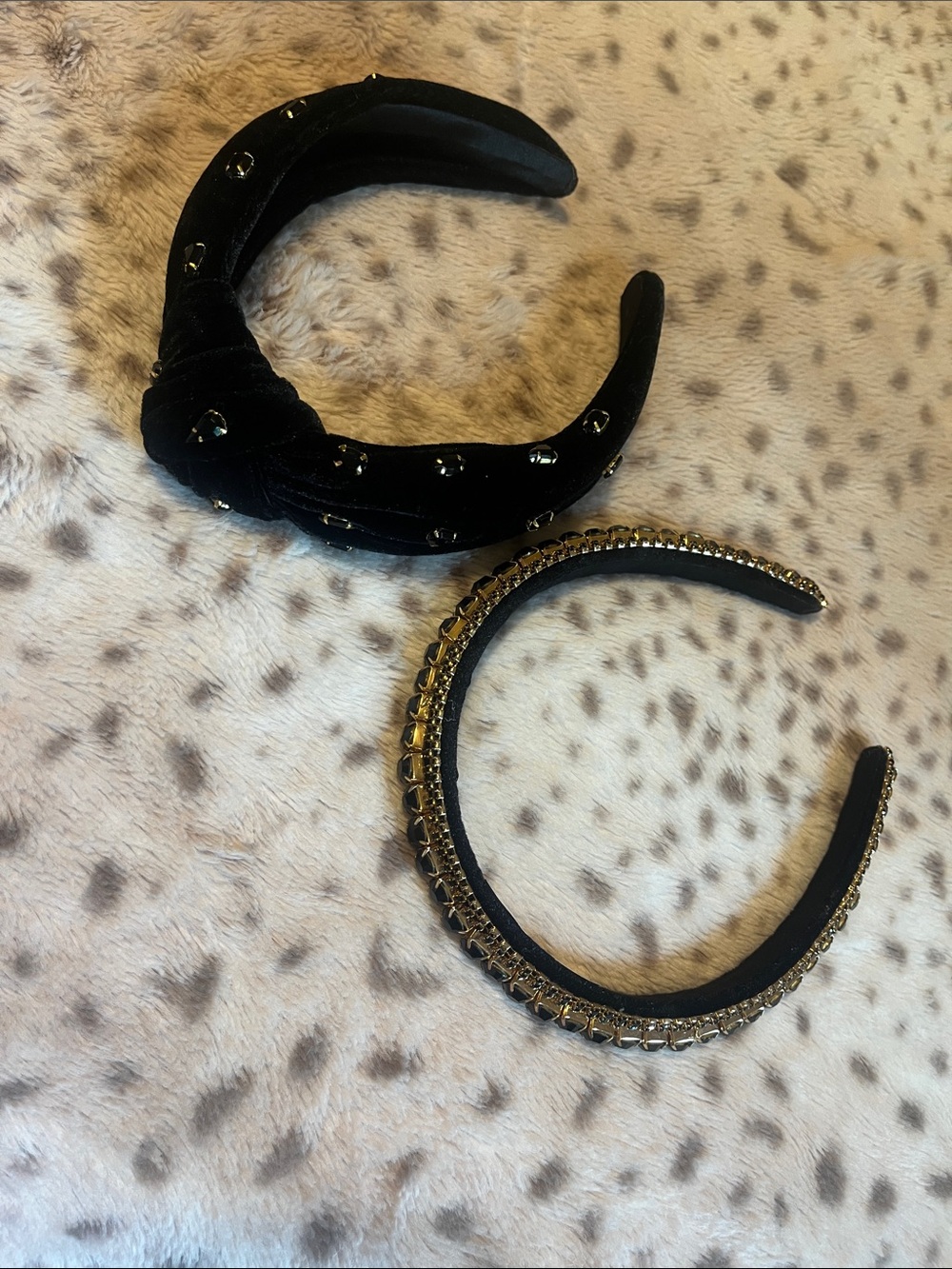 Set of 2 Black and Gold Studded Headbands